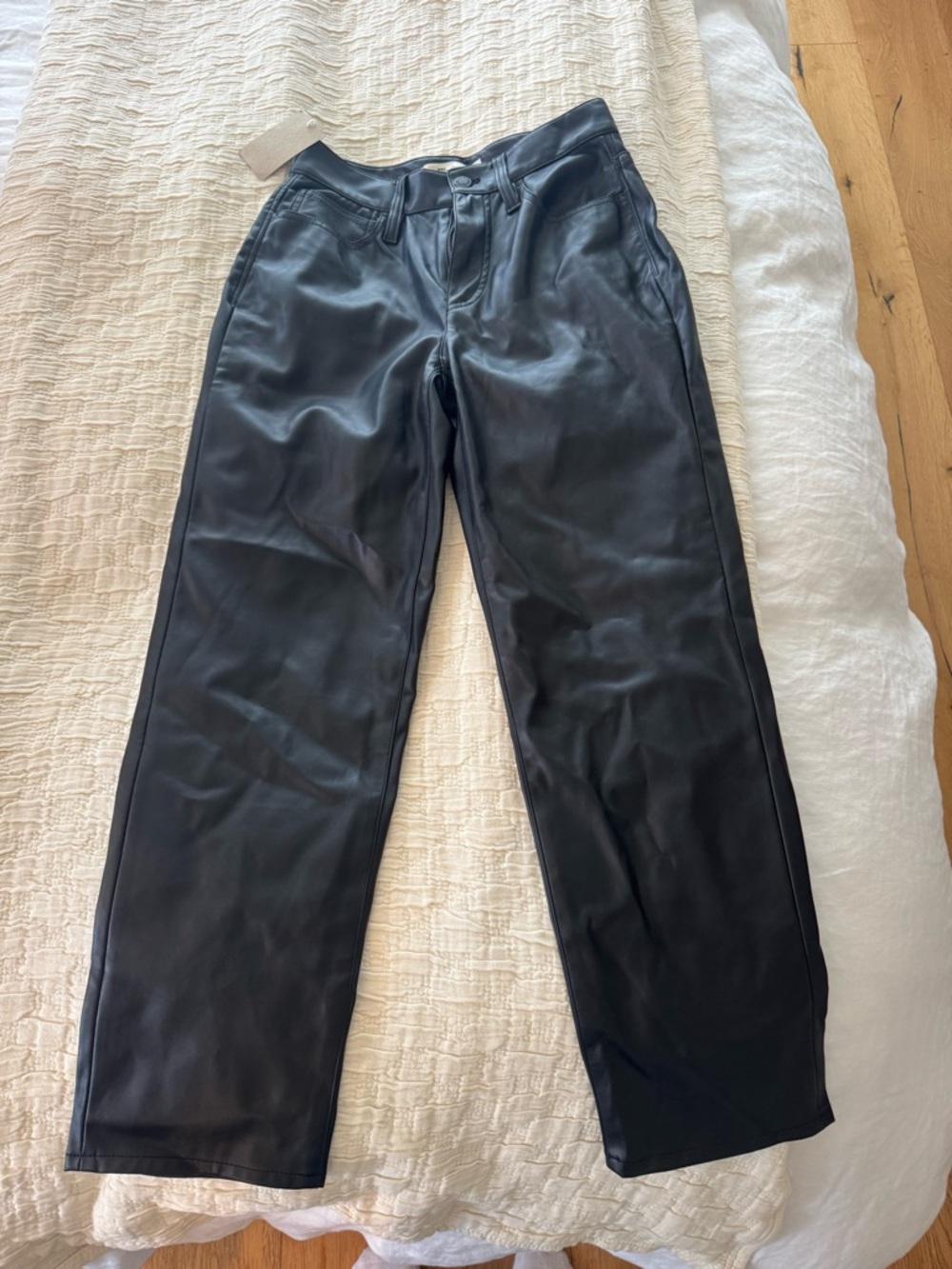 Madewell Black Faux Leather Vintage Straight Pants